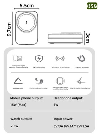 Three-in-One Wireless Charger for iPhone | MagSafe Magnetic Stand Charger | Compact and Foldable with Night Light | Travel Charging Station | Supports Fast Charging | 15W Qi2 Wireless Charging Base, compatible with iPhone 17 Pro/MAX/16/15/14/13/12 series, Samsung, and Xiaomi. - view 5